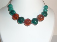 tour de cou ambre et vert marin